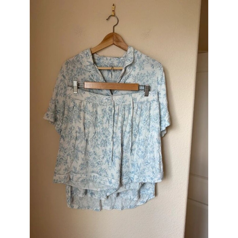 Cozy Earth Floral Toile Short Sleeve Pajama Set Size Large